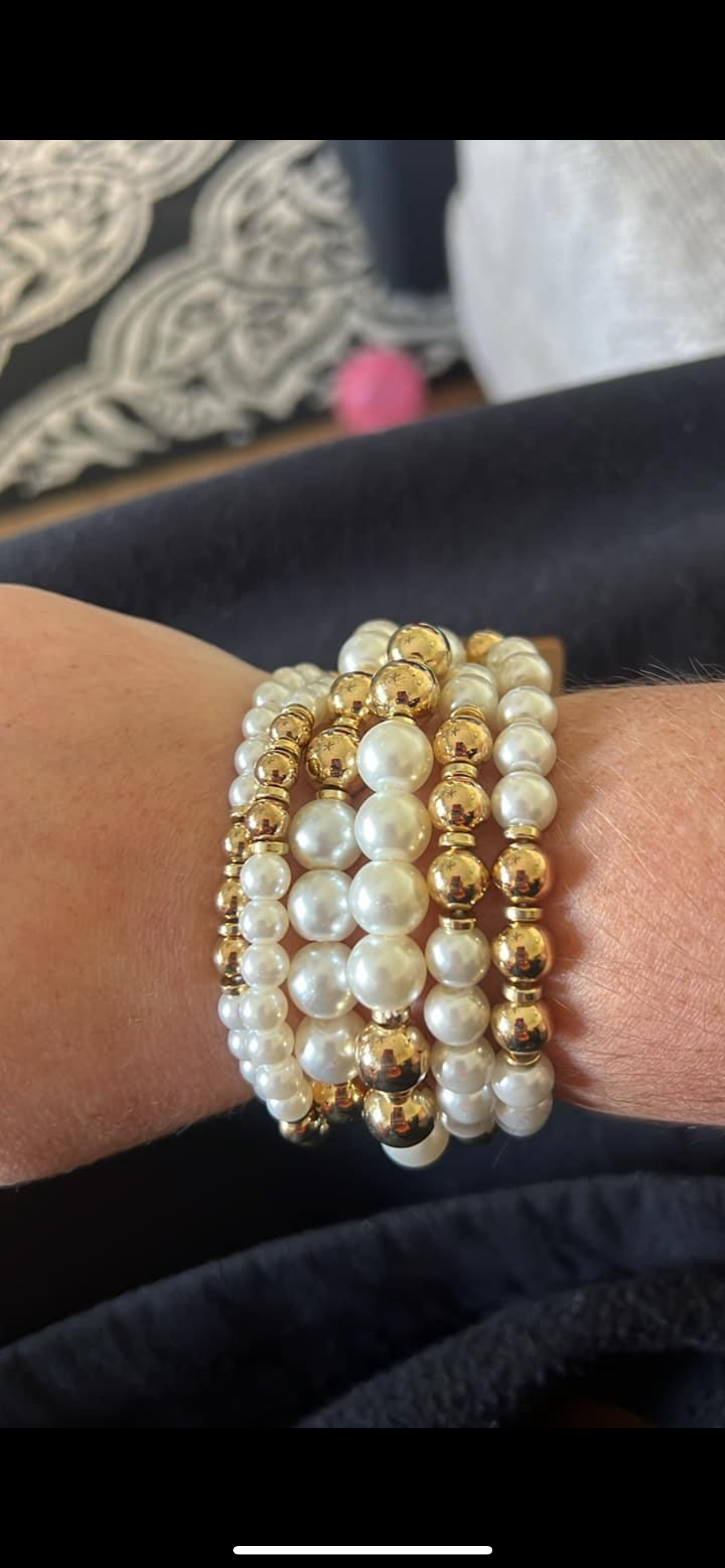 Gold Pearl Bracelet Set