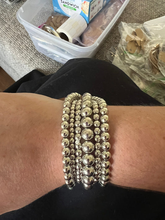 Silver Bead Bracelet Set