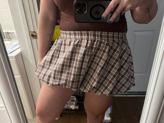 Plaid Mini Bubble Skirt