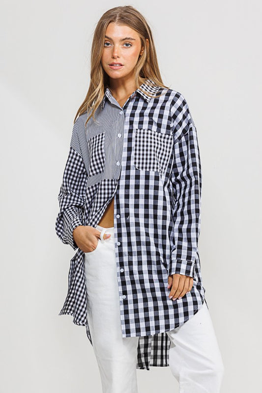 Checker Block Knee Length Shirt