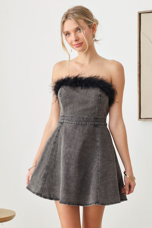 Bella Feather Trim Dress