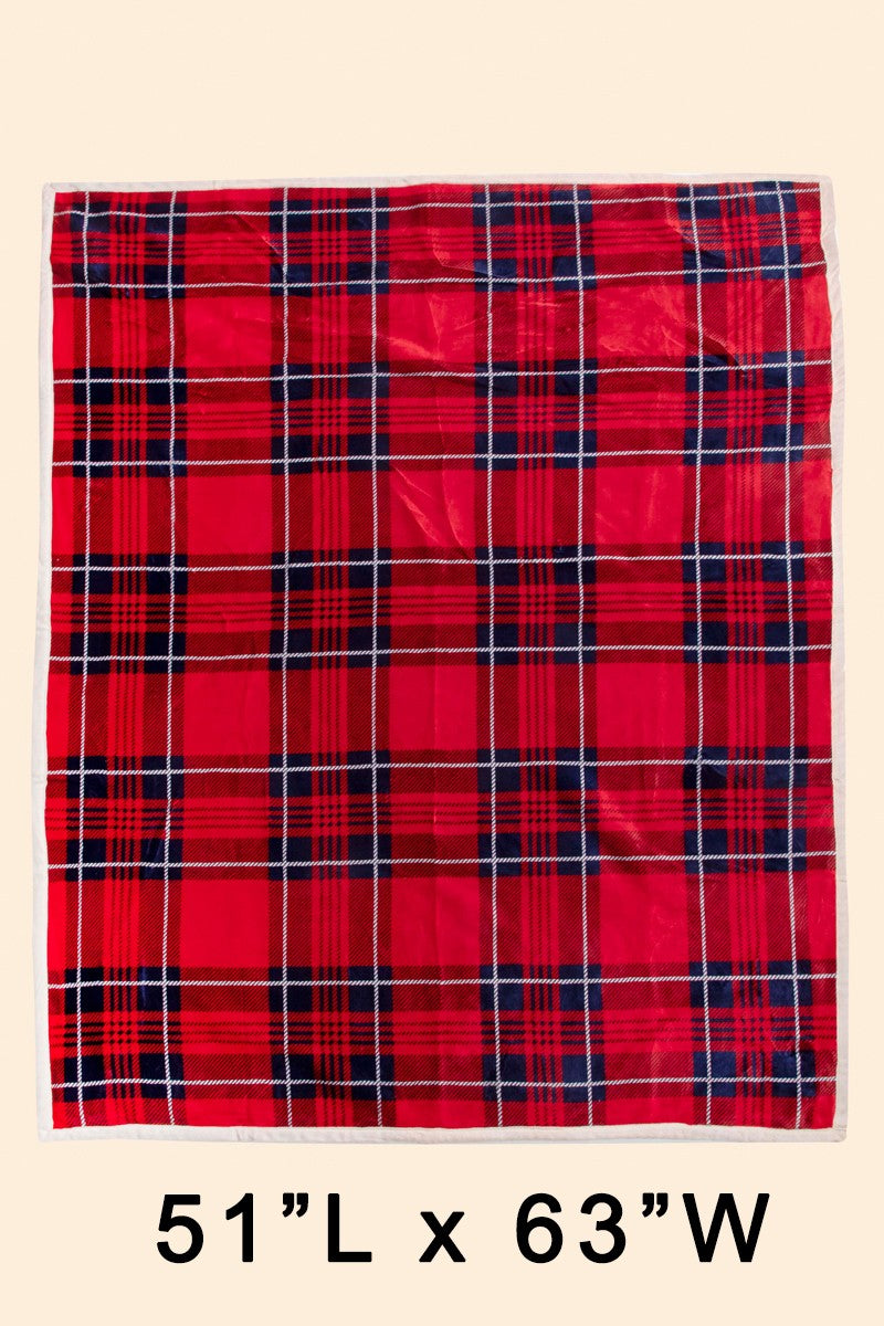 Sherpa Lined Plaid Blanket