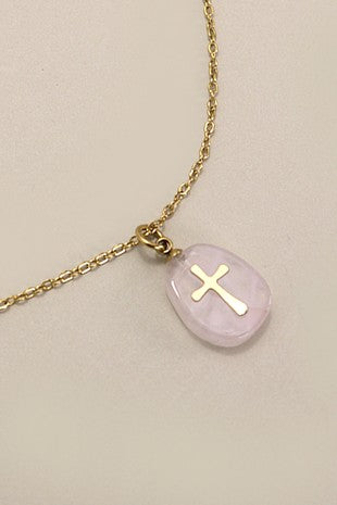 Rose Quartz Cross Necklace