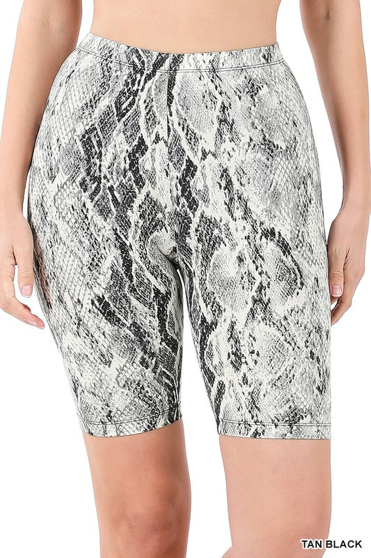 Snake Print Biker Shorts